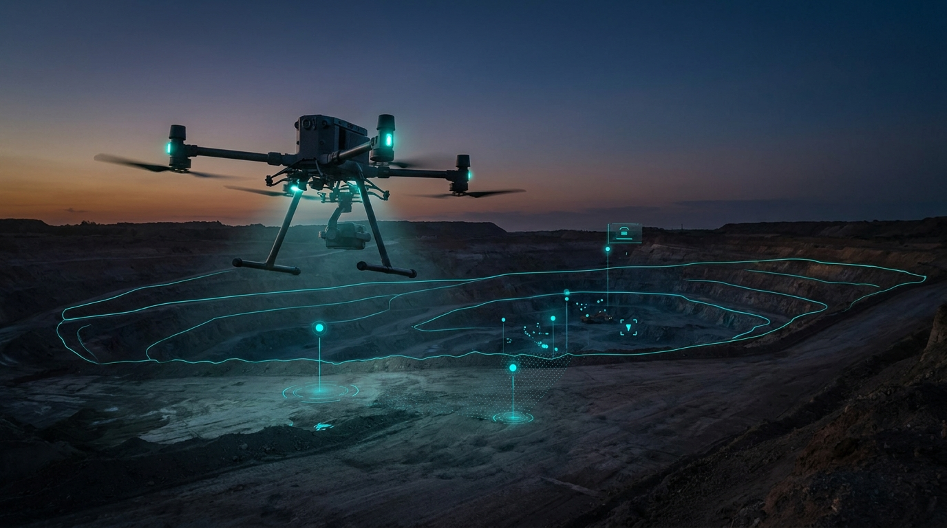 Survey drone capturing a mining site